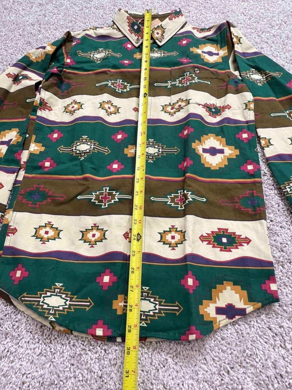 Ottway Mens Western Shirt Southwestern Aztec Print Long Sleeve Button Up Casual - Picture 3 of 9